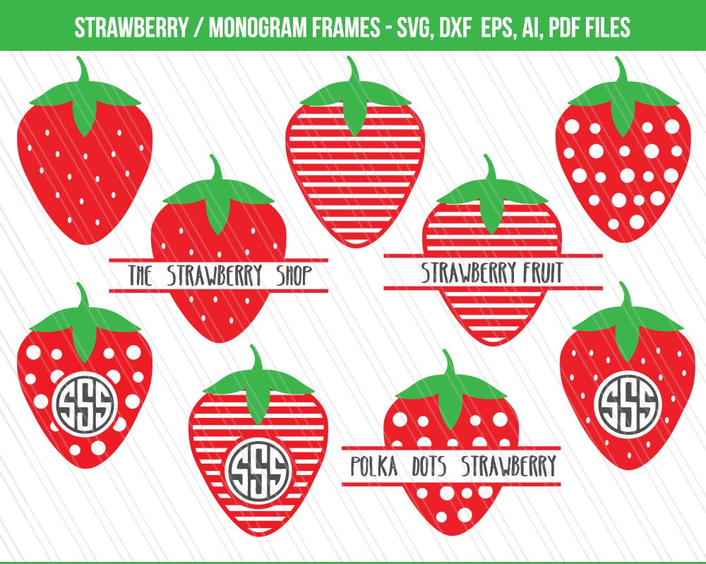 Strawberry SVG Strawberry clip art Fruit vector Monogram
