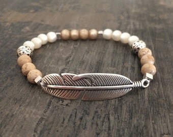 Pearl bracelet spring brown/beige