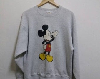 Vintage Mickey mouse sweatshirt big picture clour/grey/large/made in usa/animation/hiphop