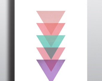Geometric Abstract Triangles, Abstract Print, Bright