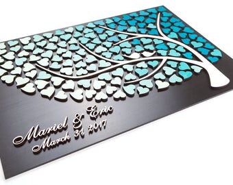 Custom wedding guest book Alternative Wedding guestbook ideas Rustic wedding guest book 3D wooden wedding guest book Turquoise Wedding Decor
