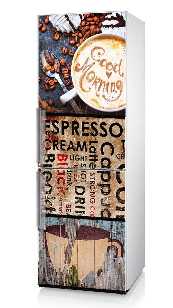 Fridge Vinyl Sticker Cappuccino Vinyl by DesignStickersStore