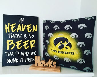 Iowa Hawkeye wood sign. Man cave. Iowa