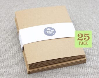 Blank Cards with Envelope, Kraft Notecards, Set of 25, Size A2, 4.25 x 5.5, Folded Blank Notecard, Recycled Paper, Blank Envelopes