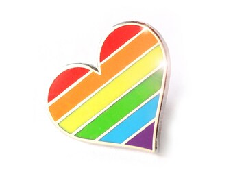Pride pin, Rainbow heart enamel pin, lapel pin, LGBTQ pin, Gay accessories, Support LGBT pin, rainbow enamel pin