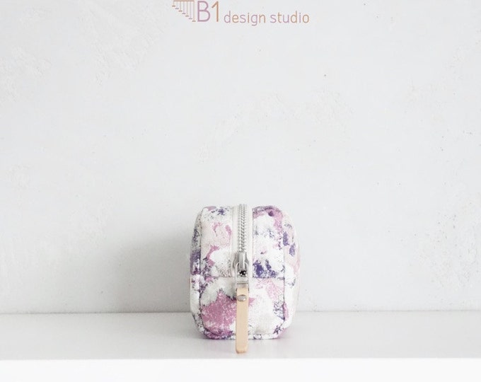 Colorful Cosmetic Bag, Canvas Toiletry Bag, Personalized Cosmetic Bag, Purple Cosmetic Case, Gift for Her, Handmade Cosmetic Bag, Wedding