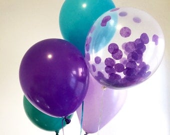 Mermaid Party Supplies - Mermaid Party Balloons - Under the Sea Party Supplies - Confetti Balloons
