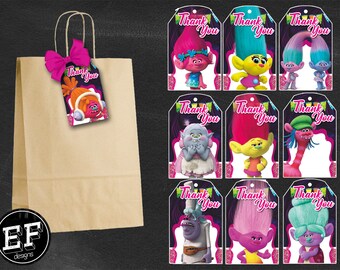 20 Trolls Thank You Tags, Trolls Birthday Favor Tags, Trolls Party Tags, Trolls Favor Tag, trolls Movie, Troll Labels Tag for gils and boys