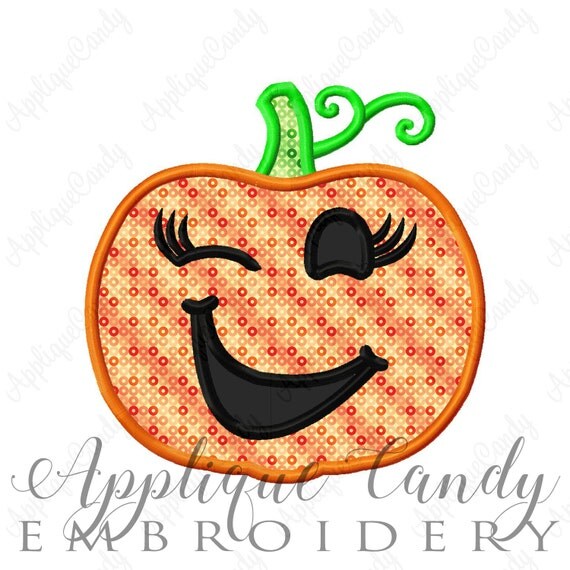 Pumpkin Girly Girl Jack O Lantern Applique Embroidery Design