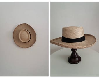 Vintage sun hat | straw hat | 30-40s natural fiber hat