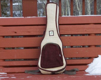 Pure Hemp Ukulele Bag Case *Soprano & Concert* Organic Leather Natural Stylish Fashion Hippie Boho Lifestyle