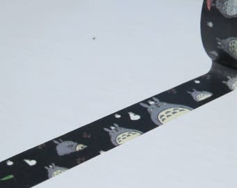 Totoro Washi Tape - Black Totoro Design Washi Tape One Roll 15mm X 10 Metres