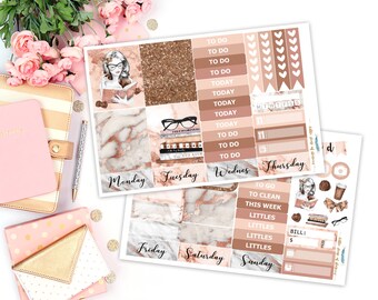 Marble N' Rose || Mini Sticker Kit, Planner Sticker Kits, Rose Gold Marble Sticker Kits, Planner Stickers, Stickers For Planners