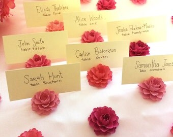 Place Card Holder | Pink Paper Flowers (set of 30)