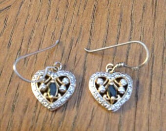 Silver & Gold Sapphire Blue Earrings