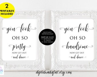 Wedding Bathroom Signs, Wedding Pretty and Handsome Signs, Bathroom Printable, Wedding Printable, Bathroom Sign, Wedding Sign, Look Oh So,