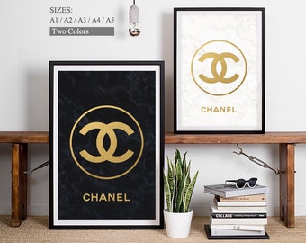 CHANEL Logo - Chanel Art Chanel Print Black Gold Print Gold Logo Chanel Poster Wall Art Decor Chanel Pictures Chanel Sign Chanel Bathroom