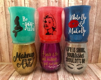 Makeup Brush Holder, Glitter Make Up Organizer, Mermaid, BeYOUtiful, Coffee and Sarcasm, Makeup is my art, Marilyn Monroe, Gift for Girl