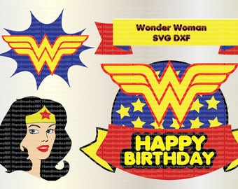 Easy cut and assemble multilayered wonder woman SVG DXF Design for birthday party SVG - Svg Files for Silhouette Cameo or Cricut