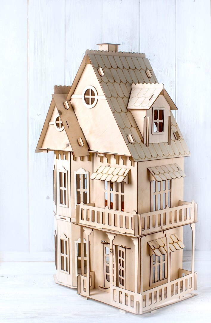 Dollhouse Kit Vector Model For Laser Cut Instant Download From Woodkraftdesign On Etsy Studio Laser Cut House Template