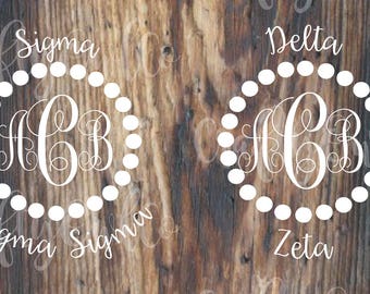 Sorority Monogram, delta, kappa, sigma, Greek Letters Decal, Paddle Decal, laptop decal, car decal, Sorority, fraternity decal, greek decal