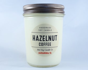 Hazelnut Coffee Soy Candle | Handmade Soy Candle | Candle Gift | Coffee Candle | Soy Candle Mason Jars | 8 oz | Soy Candles Hanmade