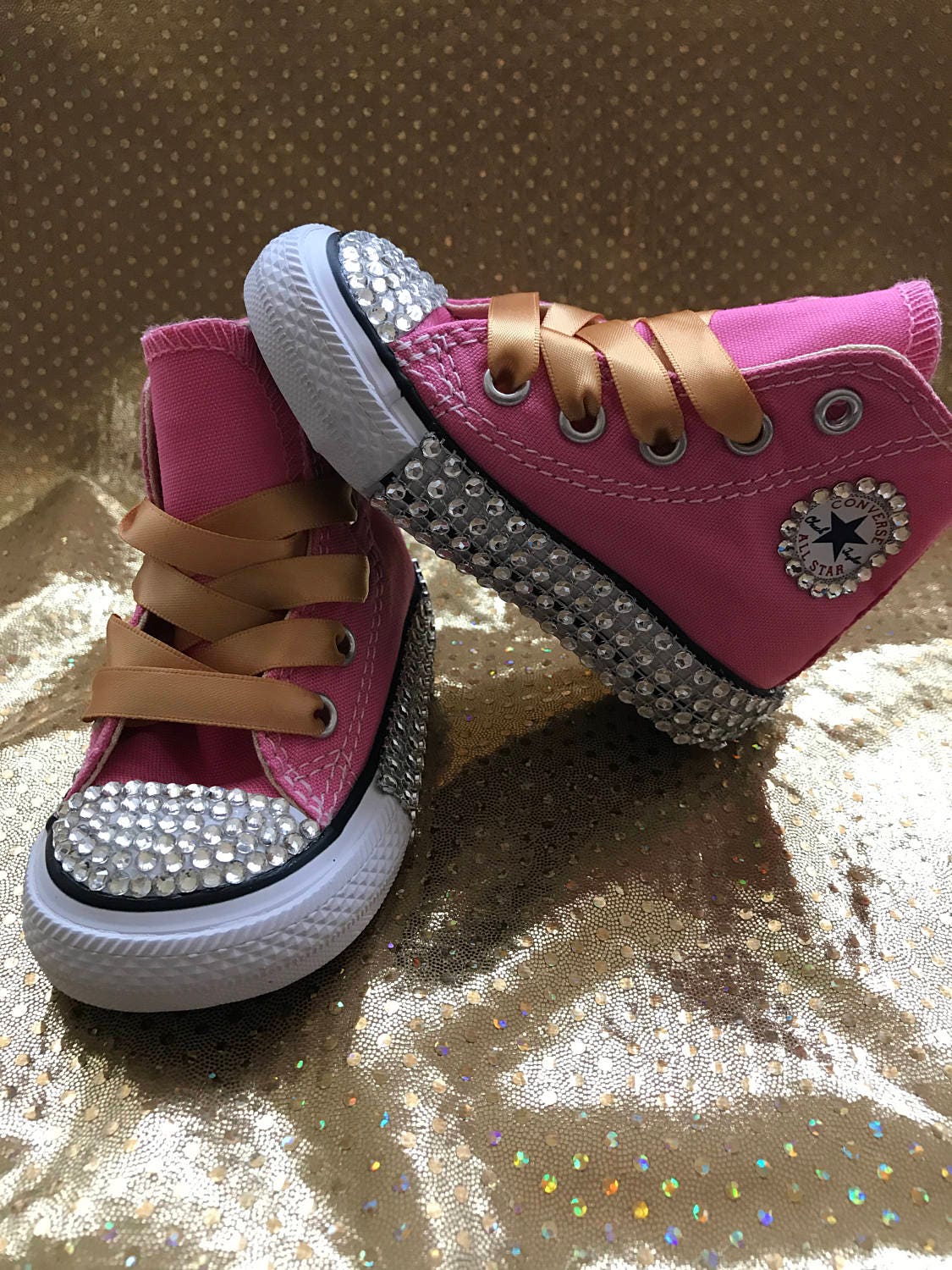 Pink Gold Silver Bling Converse Shoes High Top Sparkle