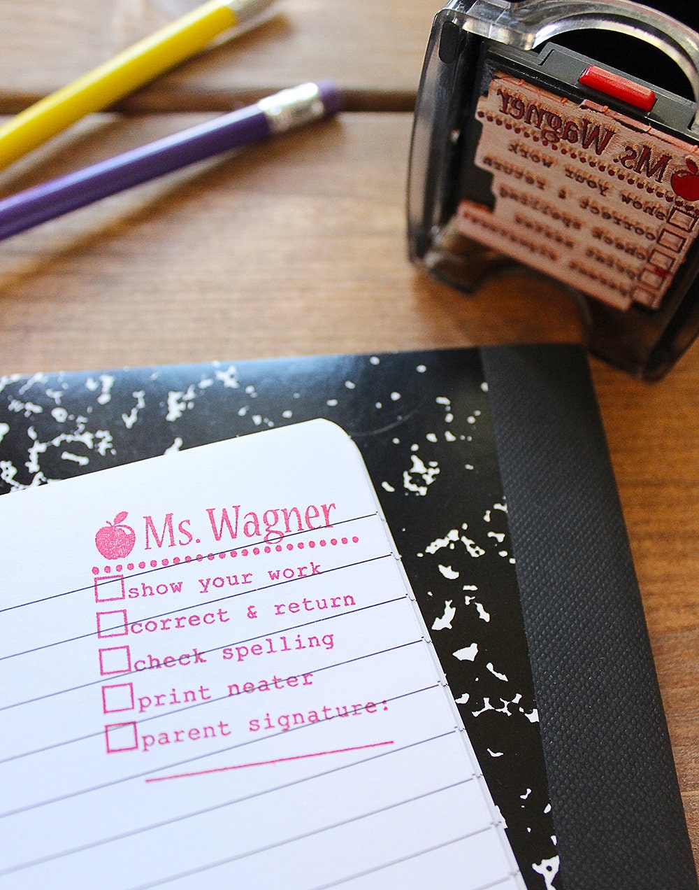 Teacher Correction Stamp, Show Your Work Stamp, Parent Signature Stamp