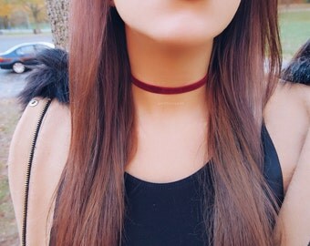 Burgundy Velvet Choker