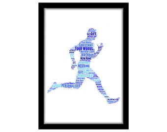 PERSONALISED Running Man Word Art Wall Print Gift Idea Decor Birthday For Him Runner Athlete Marathon Sprint Jog Jogging Triathlon Male Dad