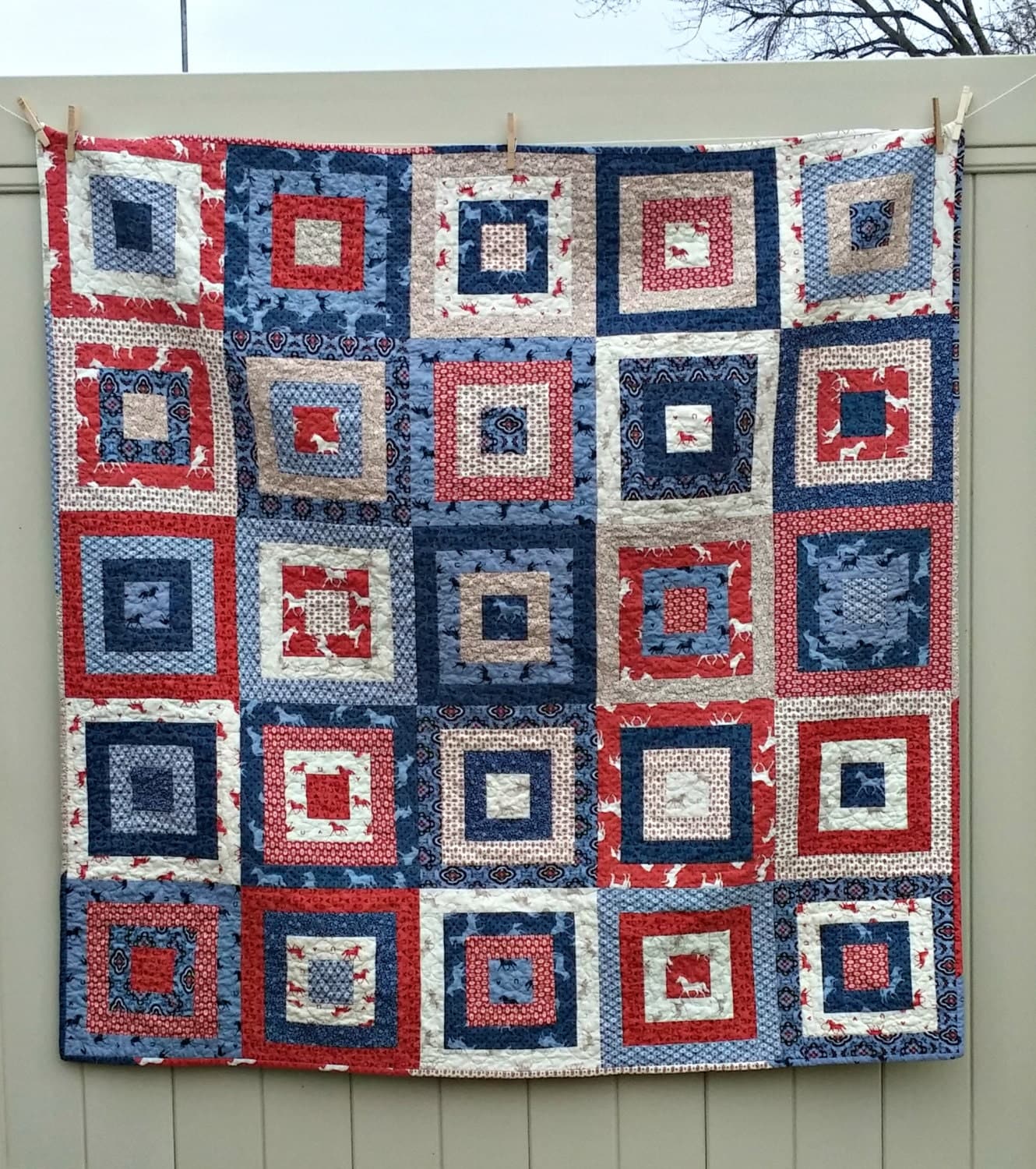 Western Quilt Patriotic Blanket Modern Patchwork Blanket