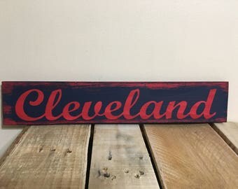 Cleveland Indians Colors Sign, Hand Painted, Reclaimed Pallet wood, Rustic look