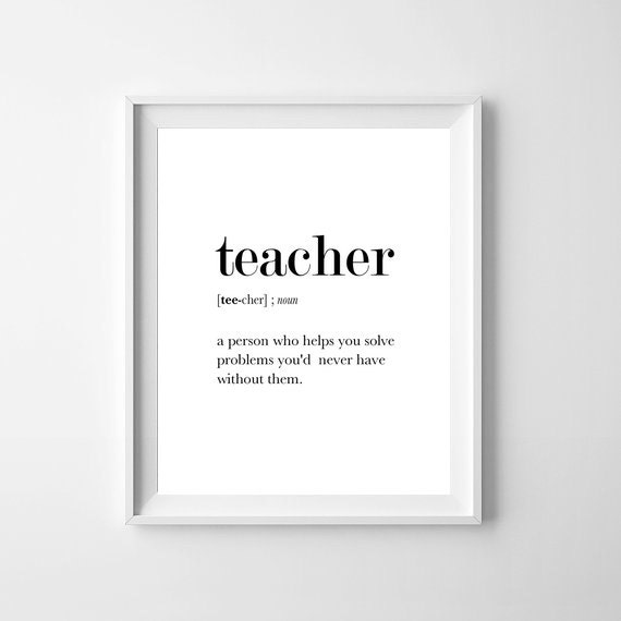 Teacher Definition Print Dictionary Art Funny Teacher Gift