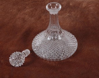 Vintage Ship's Diamond Cut Decanter With Thistle Stopper