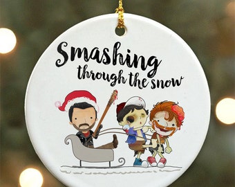 Smashing through the Snow - (Negan, Glenn & Abraham) The Walking Dead Parody - Ceramic Ornament