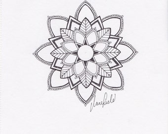 Items similar to Mandala drawing - Zentangle patterns - Colored pencils ...