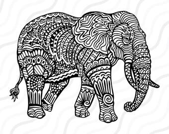 Ethnic Elephant SVG, Mandala Elephant SVG, Elephant SVG Cut table Design,svg,dxf,png Use With Silhouette Studio & Cricut_Instant Download