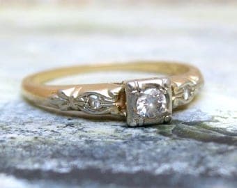 Art Deco Diamond Ring, Diamond Engagement Ring , Vintage Engagement Ring