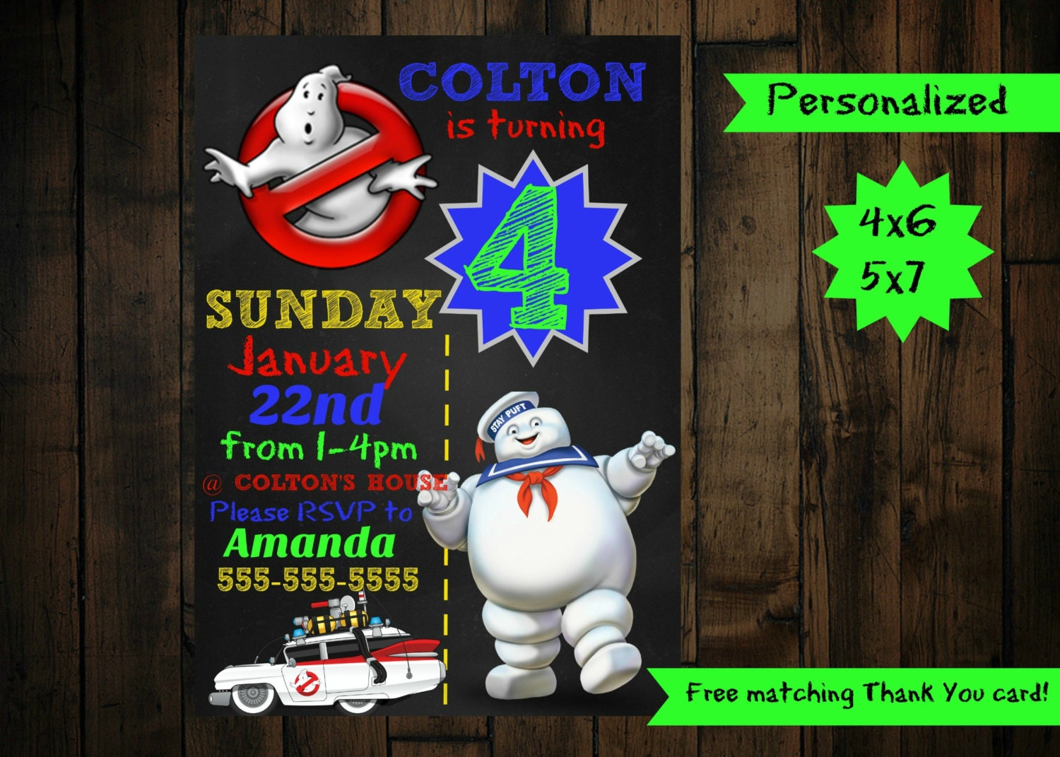 Ghostbusters Birthday Invitation printable by PurplePalaceDesigns