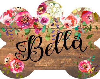 Pet ID Tags, Personalised Pet Tag, Pet Name Tag, Dog Tag, Floral theme, Double sided