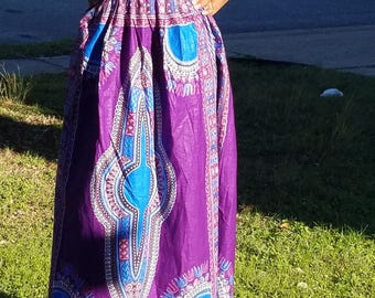 Purple Danshiki Maxi Skirt; African Maxi Skirt; Ankara Maxi Skirt; Ready to ship
