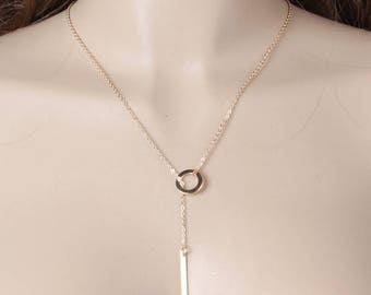 Bar Lariat Necklace, Simple Necklace, Dainty Necklace, Mothers Day Jewelry, Mothers Day Gift, Minimalist Necklace, Gift for Her, Mothers Day