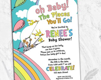 Items similar to Oh the Places Baby Shower Invite Invitation with ...