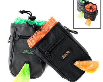 Mighty Paw Dog Treat Bag, Premium Quality Drawstring Closure Pouch, Includes Carabiner Hook, 1 Roll of Pick-up Bags and Reflective Belt