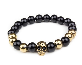 Skull Bracelet - Black & Gold