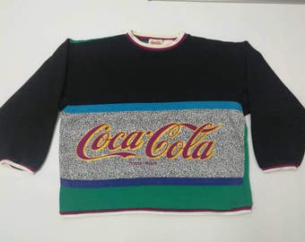 Rare COCA COLA Sweatshirts Large Size Colour Block
