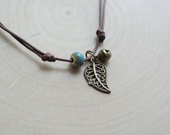 Cool Pastel Ceramic Bead Leaf Bracelet Waxed Linen Cord For Women/ Girls Jewelry