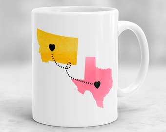 Long Distance Mug, State to State Mug, Custom Long Distance Mug, Mother Mug, Mother's Day Gift, Gift for Mom, Birthday Gift for Mom