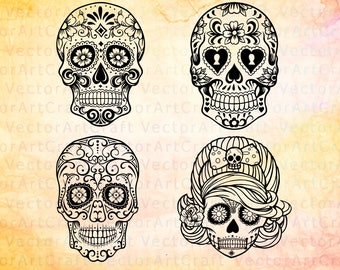 Sale! Sugar skull svg files for printing and cutting - Sugar Skulls Clipart - Cricut cameo Silhouette cutting files