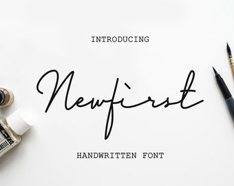 Newfirst Signature Script Font - Hand Lettered Calligraphy Font - Font Download - Wedding Font Download - Calligraphy Typeface